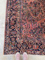 7'6 x 10'2 Antique Blush Sarouk rug #2462 - Blue Parakeet Rugs
