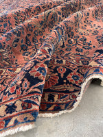 7'6 x 10'2 Antique Blush Sarouk rug #2462 - Blue Parakeet Rugs
