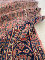 7'6 x 10'2 Antique Blush Sarouk rug #2462 - Blue Parakeet Rugs