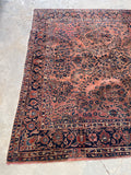 7'6 x 10'2 Antique Blush Sarouk rug #2462 - Blue Parakeet Rugs