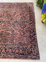 7'6 x 10'2 Antique Blush Sarouk rug #2462 - Blue Parakeet Rugs