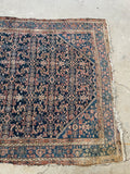 5'2 x 6'9 Square-ish Antique Persian Mahal rug #2655 / 5x7 Navy blue antique rug - Blue Parakeet Rugs