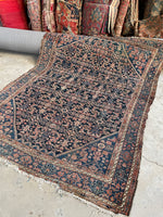 5'2 x 6'9 Square-ish Antique Persian Mahal rug #2655 / 5x7 Navy blue antique rug - Blue Parakeet Rugs