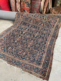 5'2 x 6'9 Square-ish Antique Persian Mahal rug #2655 / 5x7 Navy blue antique rug - Blue Parakeet Rugs