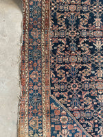 5'2 x 6'9 Square-ish Antique Persian Mahal rug #2655 / 5x7 Navy blue antique rug - Blue Parakeet Rugs
