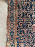 5'2 x 6'9 Square-ish Antique Persian Mahal rug #2655 / 5x7 Navy blue antique rug - Blue Parakeet Rugs