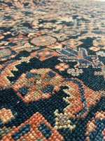 5'2 x 6'9 Square-ish Antique Persian Mahal rug #2655 / 5x7 Navy blue antique rug - Blue Parakeet Rugs