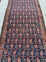 3'7 x 12'2 Antique late 19th Century paisley field rug /  12' Vintage Runner (#766ML) - Blue Parakeet Rugs