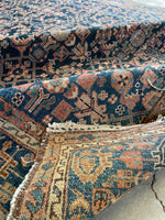 5'2 x 6'9 Square-ish Antique Persian Mahal rug #2655 / 5x7 Navy blue antique rug - Blue Parakeet Rugs