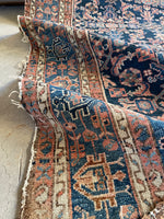 5'2 x 6'9 Square-ish Antique Persian Mahal rug #2655 / 5x7 Navy blue antique rug - Blue Parakeet Rugs