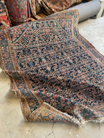 5'2 x 6'9 Square-ish Antique Persian Mahal rug #2655 / 5x7 Navy blue antique rug - Blue Parakeet Rugs