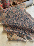5'2 x 6'9 Square-ish Antique Persian Mahal rug #2655 / 5x7 Navy blue antique rug - Blue Parakeet Rugs