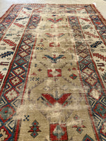 3’2 x 8’1 worn Caucasian Runner #2272 / 3x8 Vintage Runner - Blue Parakeet Rugs