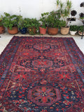 7'8 x 12'4 Antique Soumak Flat weave Rug - Blue Parakeet Rugs