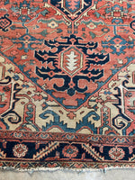 8'2 x 10'10 Antique Persian Heriz rug #2657-A - Blue Parakeet Rugs