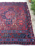 7'8 x 12'4 Antique Soumak Flat weave Rug - Blue Parakeet Rugs