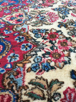 6' x 8'9 Antique 1920s floral design rug (#1112) - Blue Parakeet Rugs