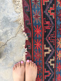 7'8 x 12'4 Antique Soumak Flat weave Rug - Blue Parakeet Rugs