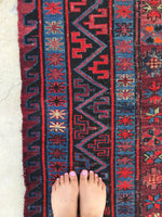 7'8 x 12'4 Antique Soumak Flat weave Rug - Blue Parakeet Rugs