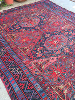 7'8 x 12'4 Antique Soumak Flat weave Rug - Blue Parakeet Rugs