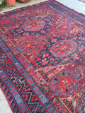 7'8 x 12'4 Antique Soumak Flat weave Rug - Blue Parakeet Rugs