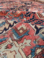 8'2 x 10'10 Antique Persian Heriz rug #2657-A - Blue Parakeet Rugs