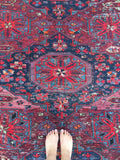 7'8 x 12'4 Antique Soumak Flat weave Rug - Blue Parakeet Rugs
