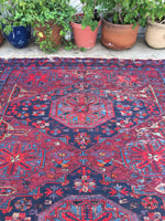7'8 x 12'4 Antique Soumak Flat weave Rug - Blue Parakeet Rugs