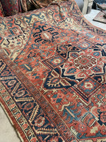 8'2 x 10'10 Antique Persian Heriz rug #2657-A - Blue Parakeet Rugs