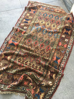 3'6 x 6'4 antique Kurdish rug / small 4x6 rug - Blue Parakeet Rugs