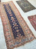 4 x 10'10 Antique Kurdish Runner (#897ML) - Blue Parakeet Rugs