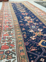 4 x 10'10 Antique Kurdish Runner (#897ML) - Blue Parakeet Rugs