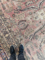 7’8 x 13’5 Antique worn and muted Persian Kerman Lavar rug #1975ML / 8x13 Vintage rug - Blue Parakeet Rugs