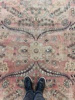 7’8 x 13’5 Antique worn and muted Persian Kerman Lavar rug #1975ML / 8x13 Vintage rug - Blue Parakeet Rugs