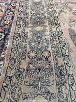 7’8 x 13’5 Antique worn and muted Persian Kerman Lavar rug #1975ML / 8x13 Vintage rug - Blue Parakeet Rugs