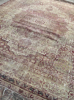 10’3 x 11’6 Antique floral design Kerman Lavar rug #1970ML / 10x12 Vintage rug - Blue Parakeet Rugs