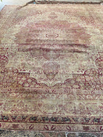 10’3 x 11’6 Antique floral design Kerman Lavar rug #1970ML / 10x12 Vintage rug - Blue Parakeet Rugs