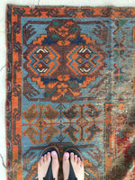 6'9 x 11'3 Antique Soumak / Soumak Flatweave Rug / Large Caucasian Rug - Blue Parakeet Rugs