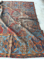 6'9 x 11'3 Antique Soumak / Soumak Flatweave Rug / Large Caucasian Rug - Blue Parakeet Rugs