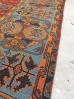 6'9 x 11'3 Antique Soumak / Soumak Flatweave Rug / Large Caucasian Rug - Blue Parakeet Rugs
