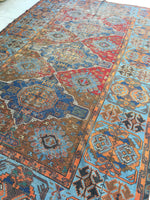 6'9 x 11'3 Antique Soumak / Soumak Flatweave Rug / Large Caucasian Rug - Blue Parakeet Rugs