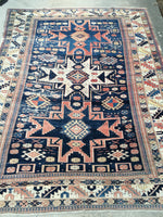 6'3 x 8'1 antique Caucasian rug (#898ML) - Blue Parakeet Rugs