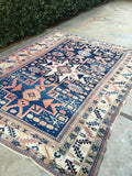 6'3 x 8'1 antique Caucasian rug (#898ML) - Blue Parakeet Rugs