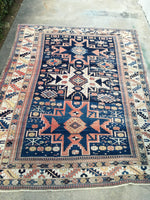 6'3 x 8'1 antique Caucasian rug (#898ML) - Blue Parakeet Rugs