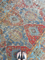 6'9 x 11'3 Antique Soumak / Soumak Flatweave Rug / Large Caucasian Rug - Blue Parakeet Rugs