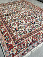 8'4 x 10'4 Antique Persian Ivory Mahal rug #2651 / 8x10 Vintage rug - Blue Parakeet Rugs