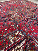 8'10 X 11'5 Vintage Full Pile Tribal Heriz rug #2118 / 9x12 Vintage Rug - Blue Parakeet Rugs