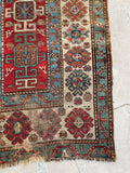 3'4 x 8'5 Antique worn Cacausian runner #960 / 3x9 Vintage Runner - Blue Parakeet Rugs