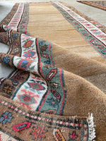 3'3 x 10'10 Antique Camel Hair Persian runner #2571 - Blue Parakeet Rugs