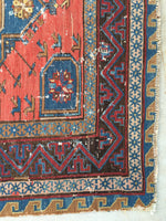 6'9 x 12'3 coral Antique Soumak #772T / Soumak Flatweave Rug / Large Caucasian Rug - Blue Parakeet Rugs